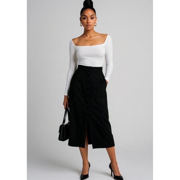 Compagnie Internationale Express Vintage 90s Button Front Maxi Skirt Size 3/4 - Picture 1 of 7